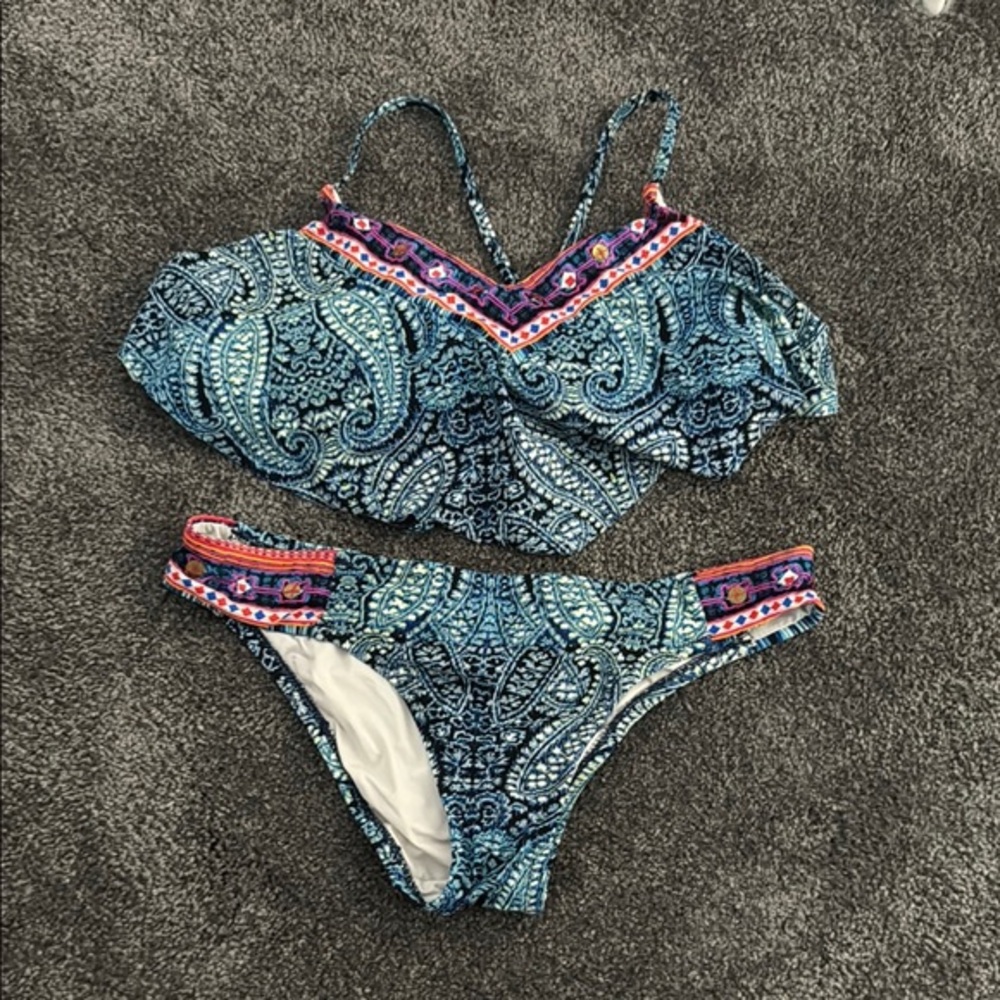 Nanette Lepore blue Paisley Bikini Set in Xs bottom Small top